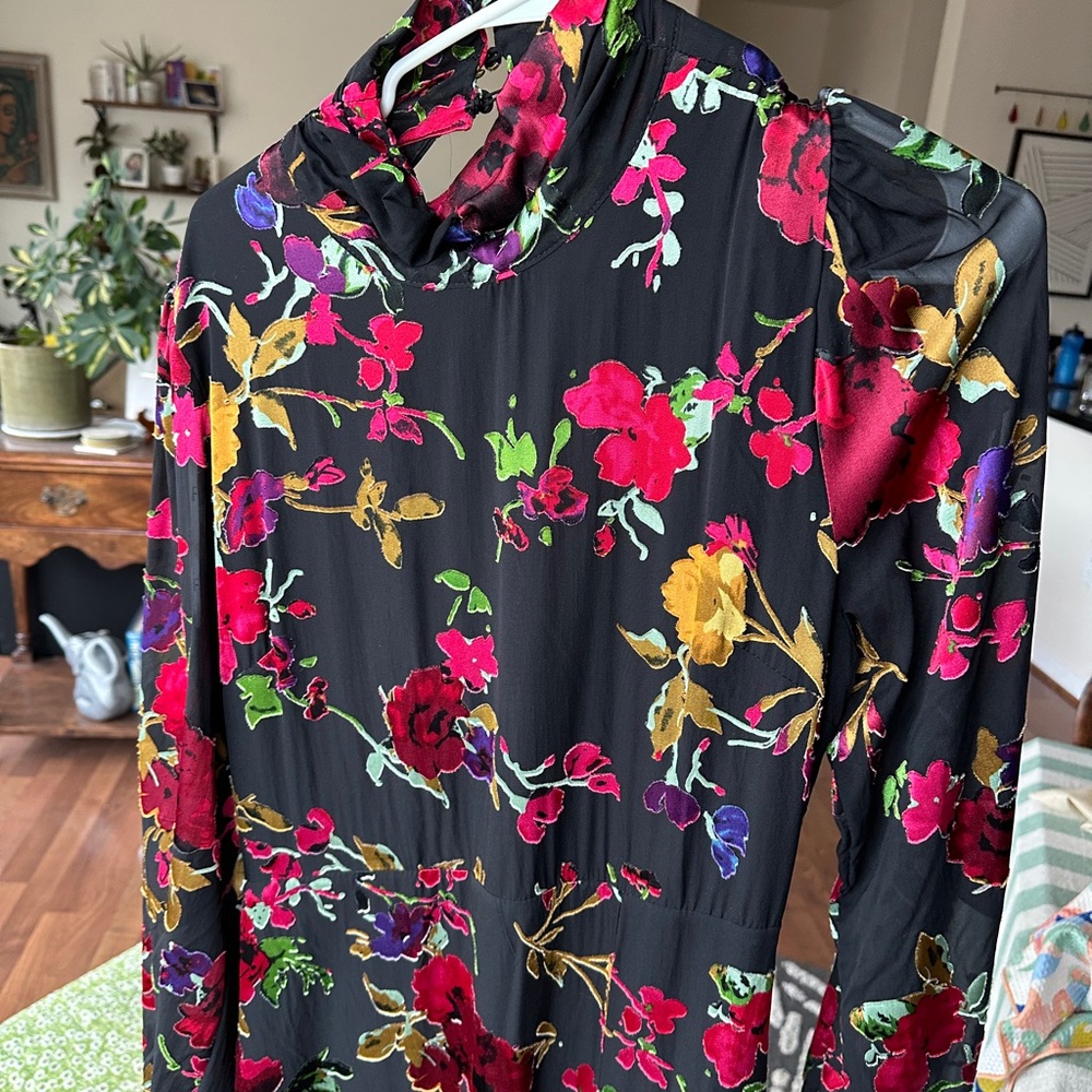 Lulu's Floral Backless Dress - Black and Multicolor